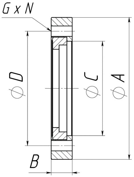 Фланец поворотный под сварку СF под болты с резьбой — чертёж с размерами